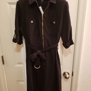 DRESSBARN Fitted Black utility zip Dress